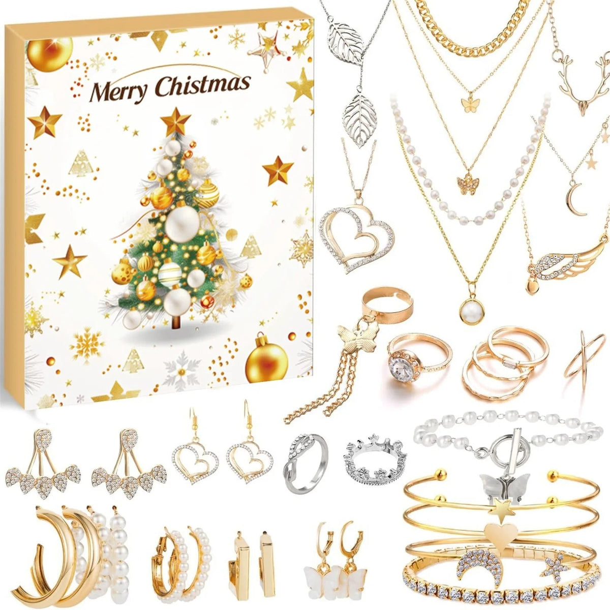 Adventskalender met 24 unieke accessoires voor kerstdecoratie en het aftellen van de dagen voor kinderen