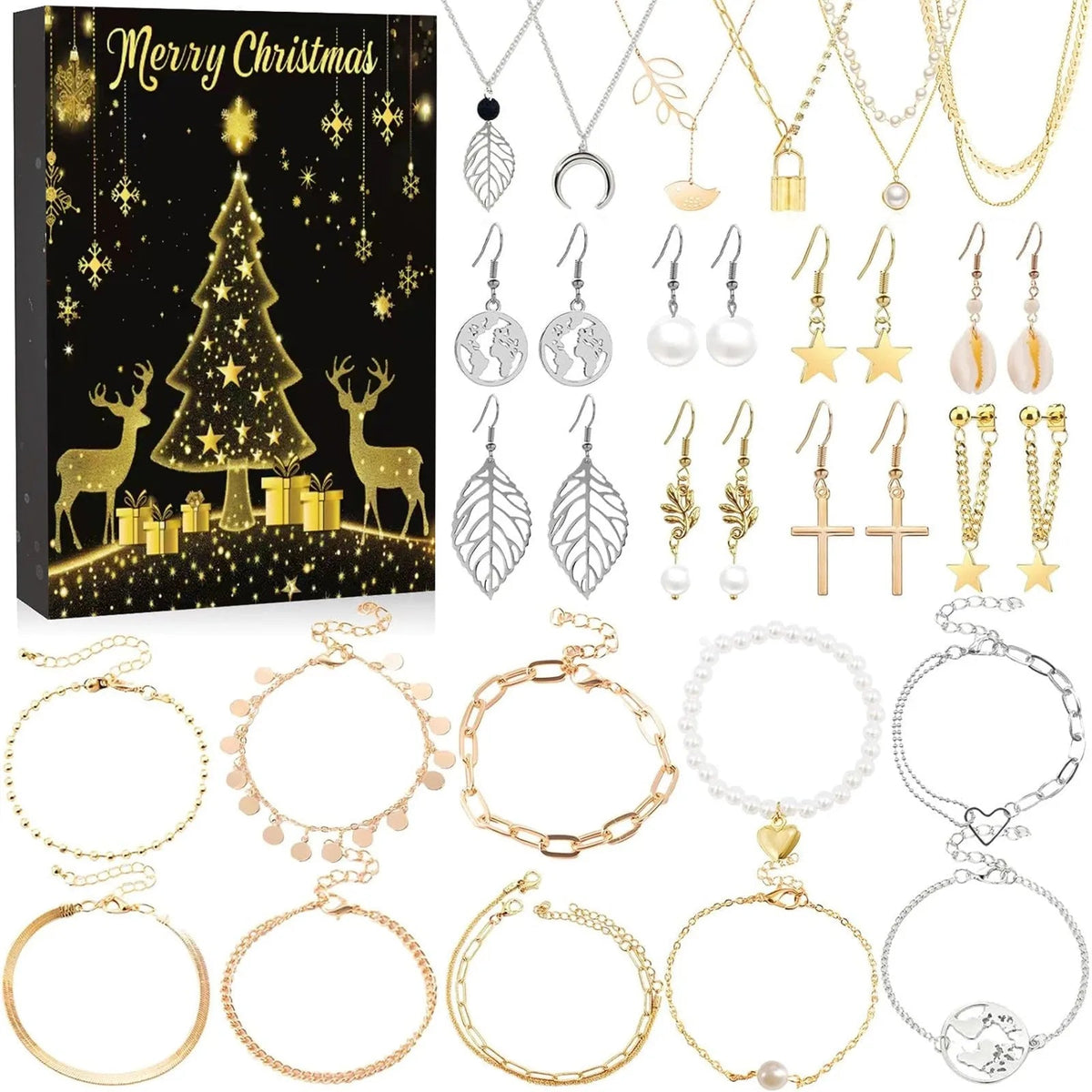Adventskalender met 24 unieke accessoires voor kerstdecoratie en het aftellen van de dagen voor kinderen