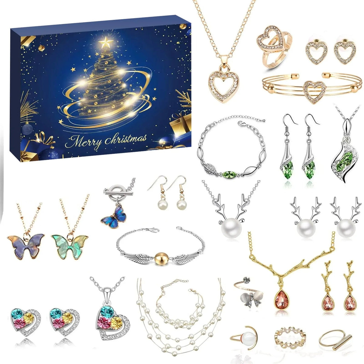 Adventskalender met 24 unieke accessoires voor kerstdecoratie en het aftellen van de dagen voor kinderen