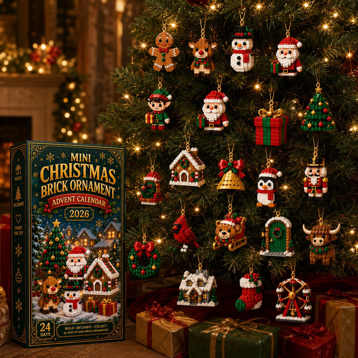 Adventskalender met kerstornamenten – 24 mini-bouwsets voor kerstdecoratie