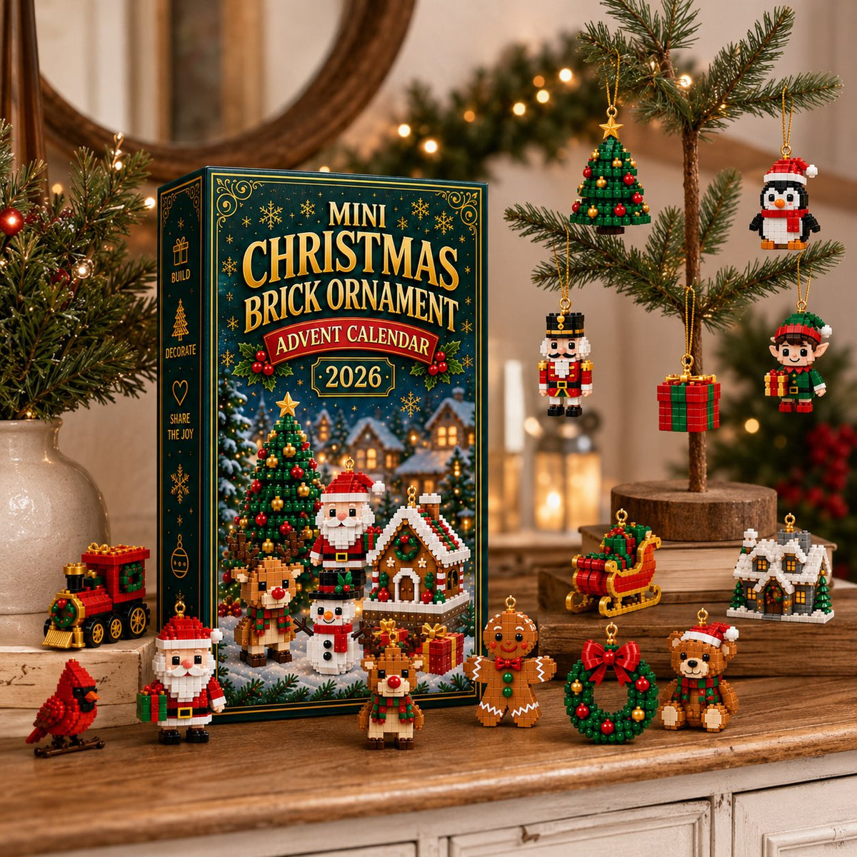 Adventskalender met kerstornamenten – 24 mini-bouwsets voor kerstdecoratie