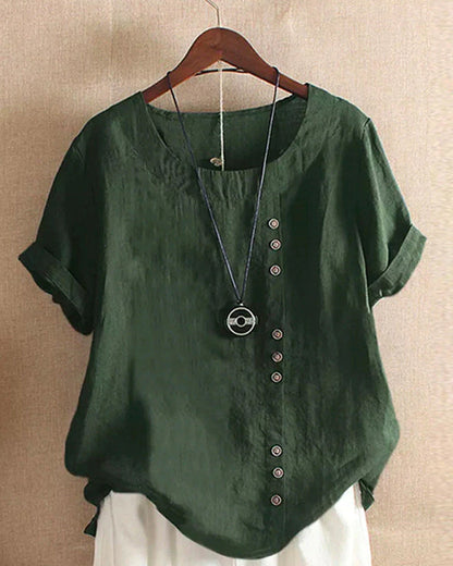 Image of Amy | Dames Blouse met Korte Mouwen en Knoopsluiting