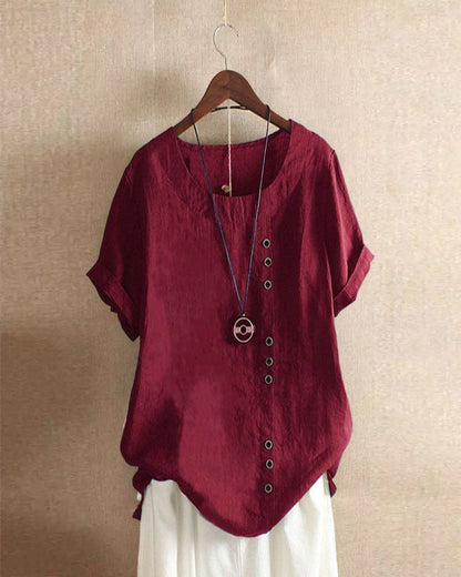 Image of Amy | Dames Blouse met Korte Mouwen en Knoopsluiting