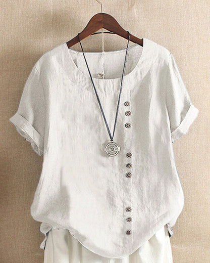 Image of Amy | Dames Blouse met Korte Mouwen en Knoopsluiting