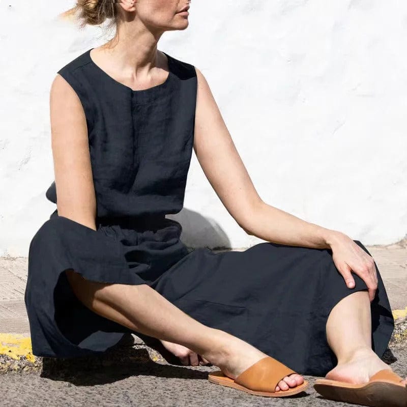 Image of Amy | Dames Mouwloze Jumpsuit met Wijde Pijpen