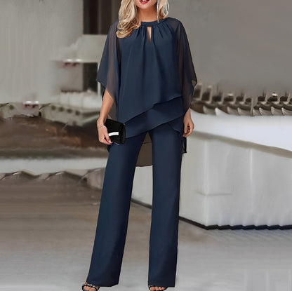 Image of Angela | Dames Wijde Pijpen Overlay Broek Set