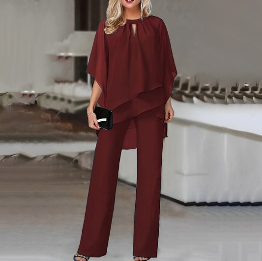 Image of Angela | Dames Wijde Pijpen Overlay Broek Set