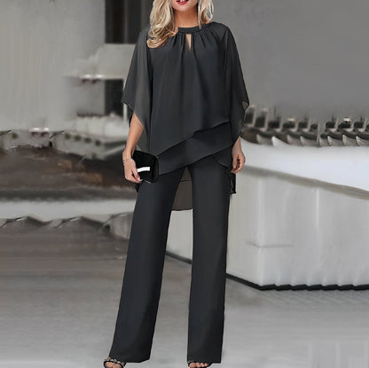 Image of Angela | Dames Wijde Pijpen Overlay Broek Set