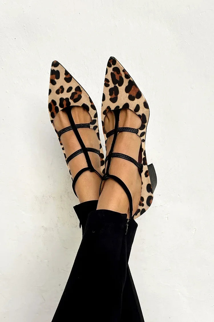 Image of Anne | Dames Pointed Toe Flats met Dierenprint