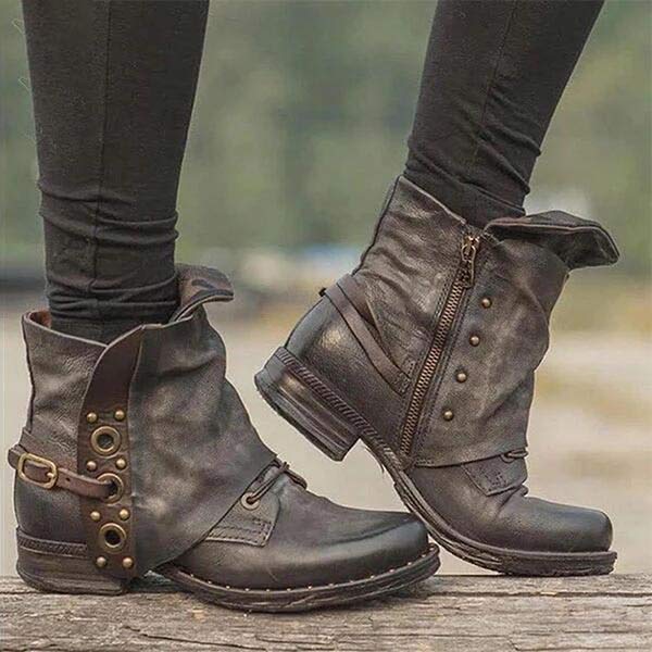 Antislip enkellaarsjes met ritssluiting aan de zijkant