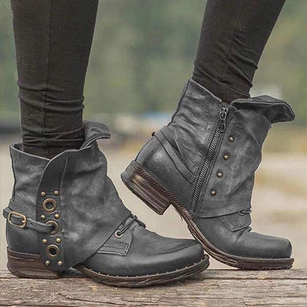 Antislip enkellaarsjes met ritssluiting aan de zijkant