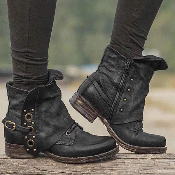 Antislip enkellaarsjes met ritssluiting aan de zijkant