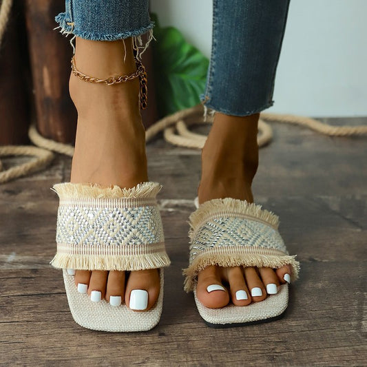 Image of Antje | Dames Fringe Instap Slippers