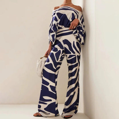 Image of Antje | Dames Off-the-Shoulder Tweedelige Broekset