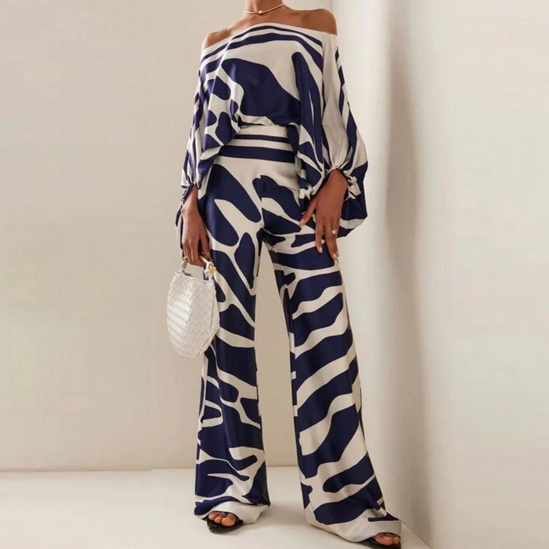 Image of Antje | Dames Off-the-Shoulder Tweedelige Broekset