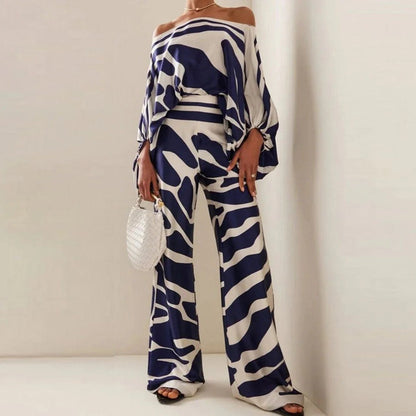 Image of Antje | Dames Off-the-Shoulder Tweedelige Broekset