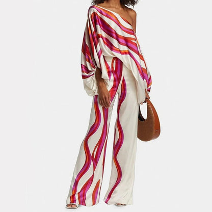 Image of Antje | Dames Off-the-Shoulder Tweedelige Broekset