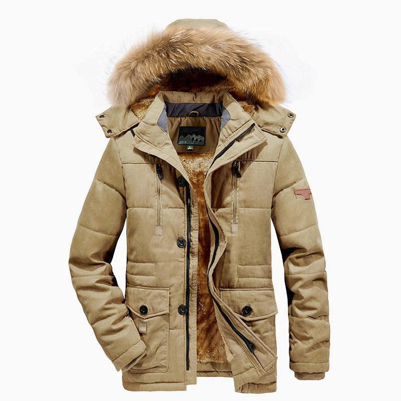Arctic utility parka voor heren met volledige teddyvoering, tweewegritssluiting en afneembare bontcapuchon