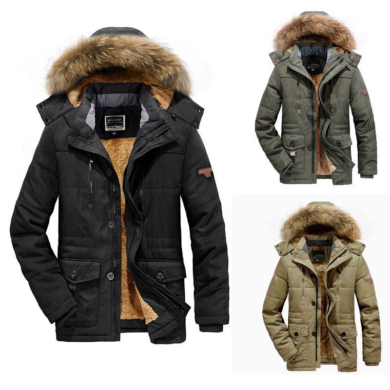 Arctic utility parka voor heren met volledige teddyvoering, tweewegritssluiting en afneembare bontcapuchon