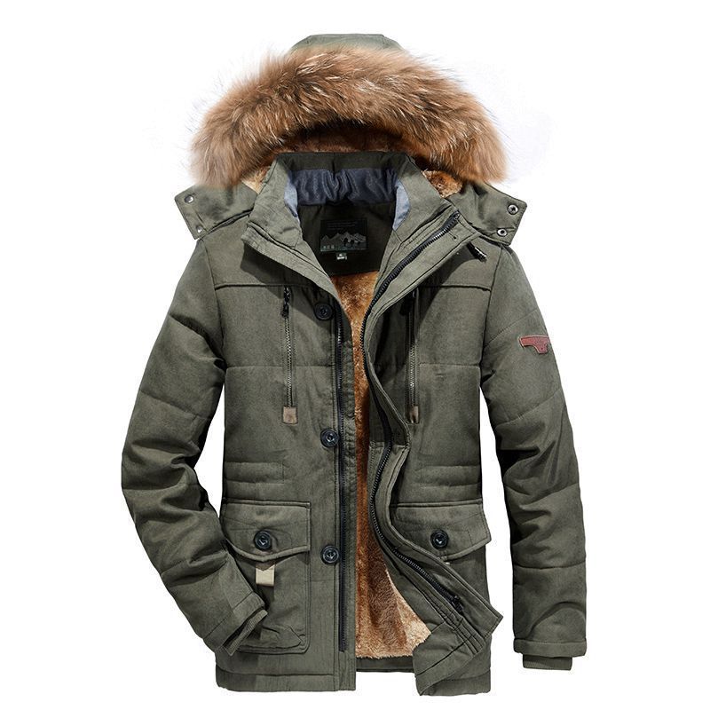 Arctic utility parka voor heren met volledige teddyvoering, tweewegritssluiting en afneembare bontcapuchon