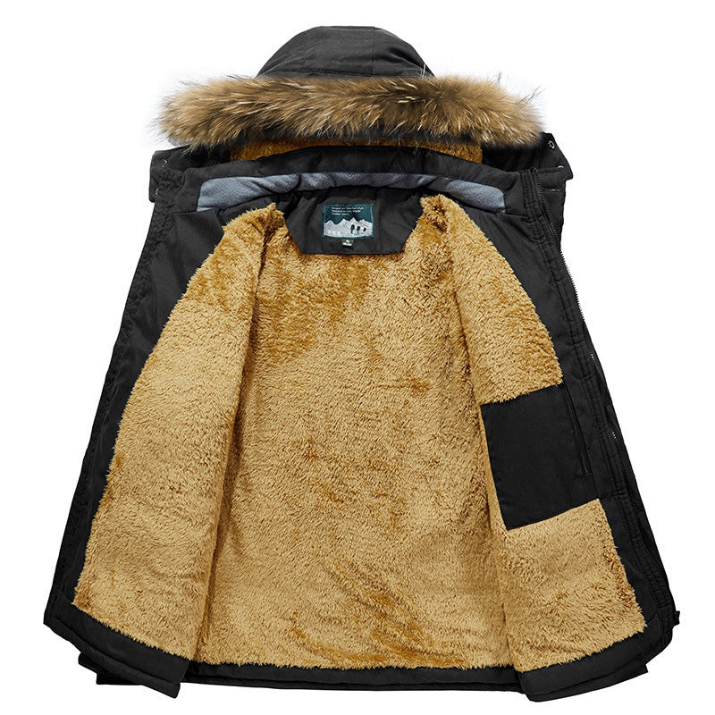 Arctic utility parka voor heren met volledige teddyvoering, tweewegritssluiting en afneembare bontcapuchon
