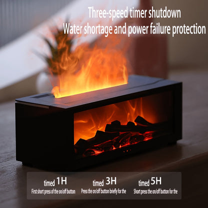 Aroma Diffuser met Gesimuleerd Vlameffect - Haard-luchtbevochtiger met Kleurverlichting, Timer en USB-Aansluiting - Binnendecoratie voor Slaapkamer, Badkamer en Kantoor - Kerstcadeau