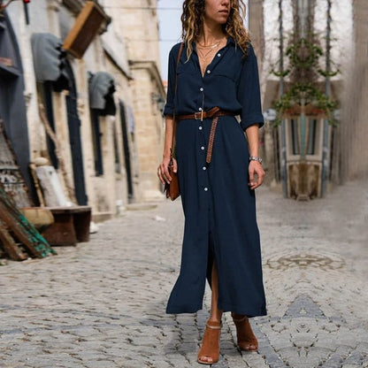 Image of Ashley | Dames Midi-jurk met Knopen