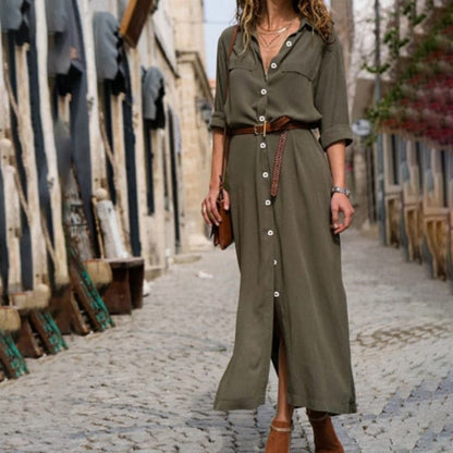 Image of Ashley | Dames Midi-jurk met Knopen