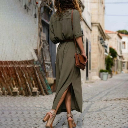 Image of Ashley | Dames Midi-jurk met Knopen
