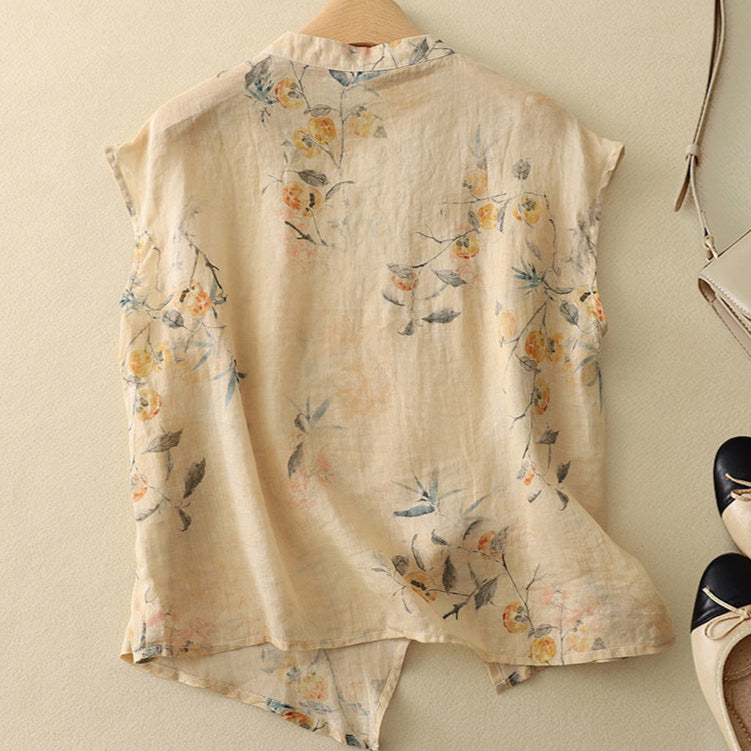Image of Ashley | Dames Mouwloze Bloemen Blouse