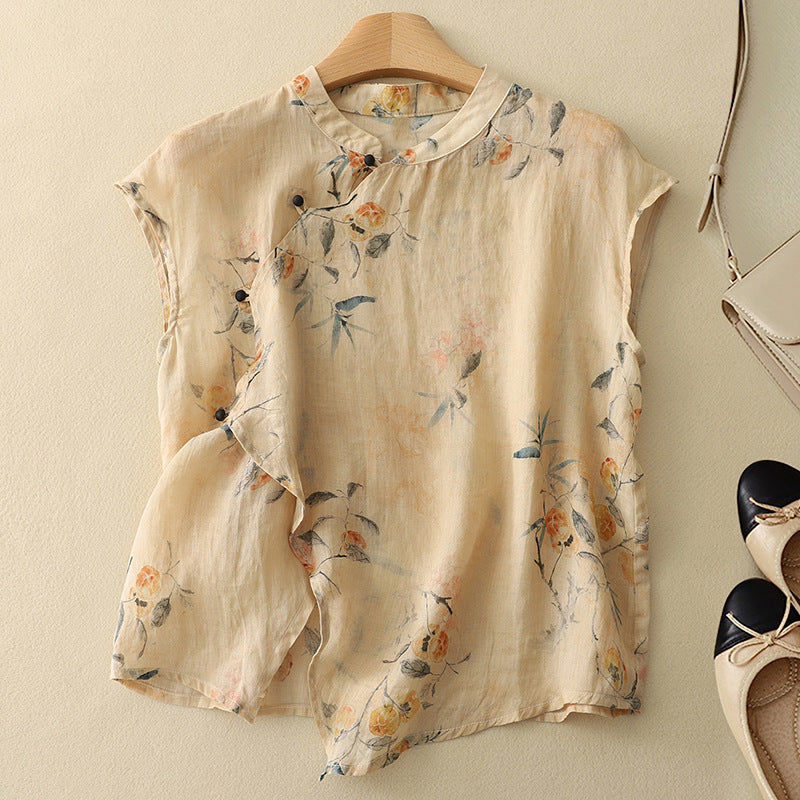 Image of Ashley | Dames Mouwloze Bloemen Blouse