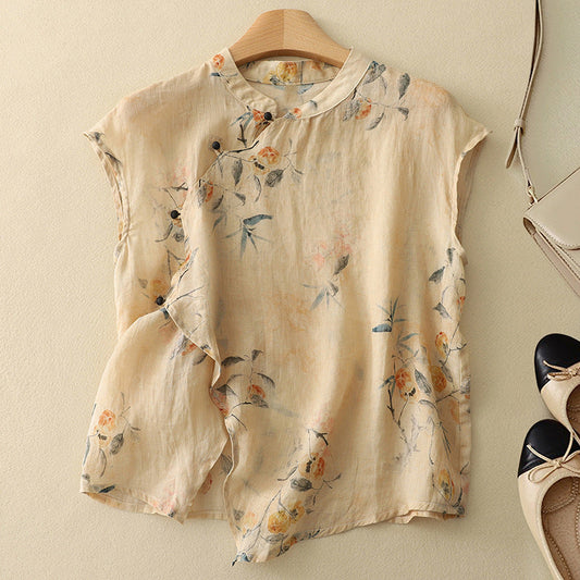 Image of Ashley | Dames Mouwloze Bloemen Blouse