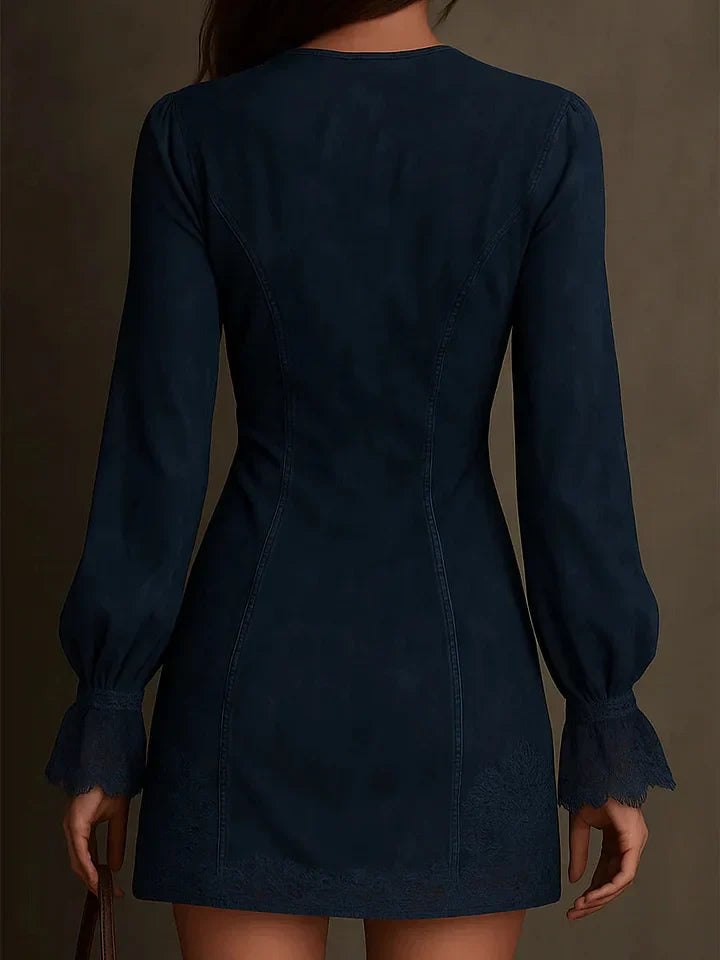 Image of Barbara | Dames V-hals A-lijn Mini Jurk