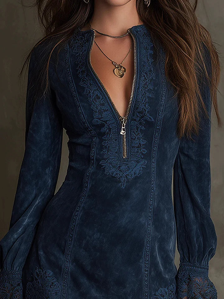 Image of Barbara | Dames V-hals A-lijn Mini Jurk