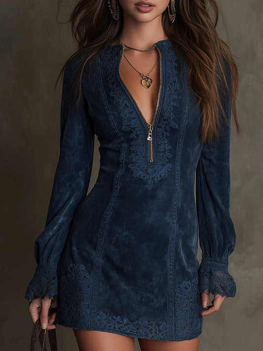 Image of Barbara | Dames V-hals A-lijn Mini Jurk