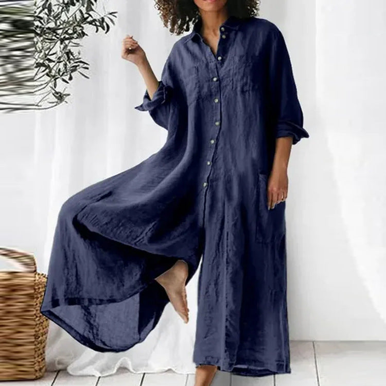 Image of Betty | Dames Maxi Overhemdjurk met Knoopsluiting