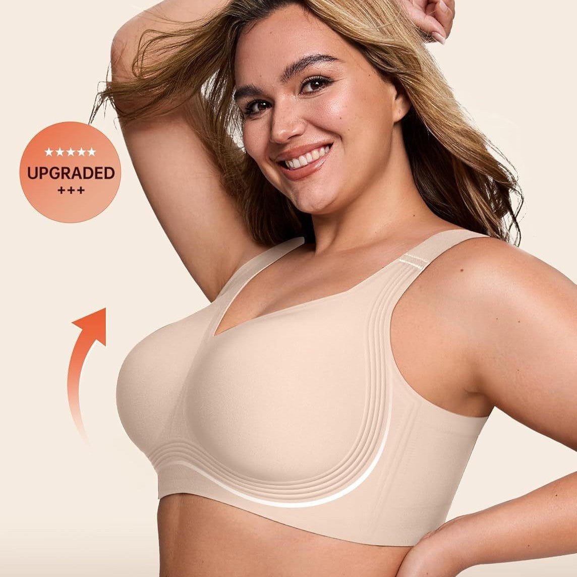 Beugelloze push-up bh met volledige bedekking en ondersteuning voor dames