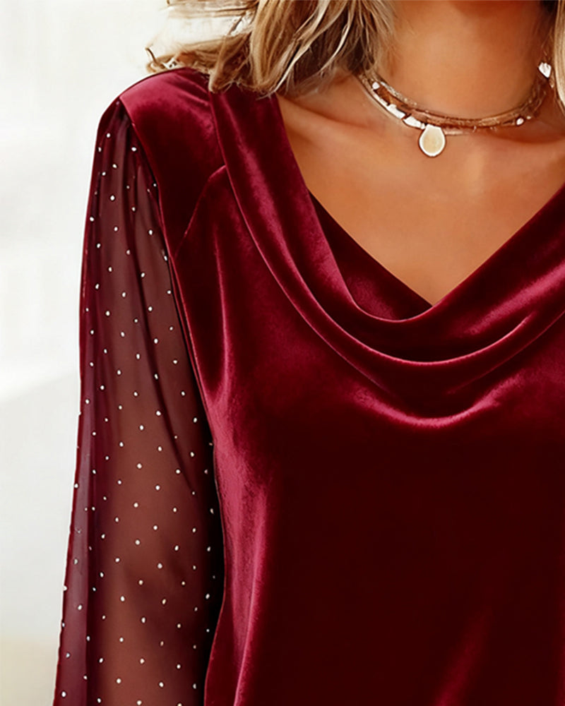 Image of Beverly | Dames Lange Mouw Transparante Mouw Blouse