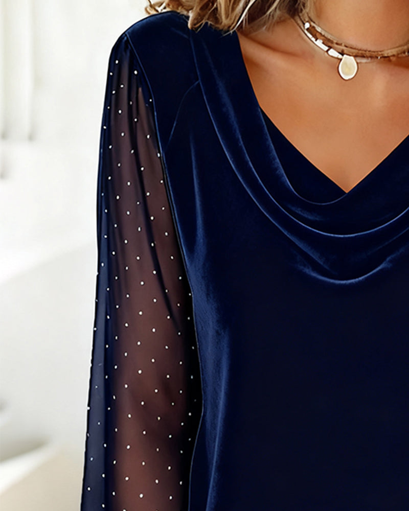 Image of Beverly | Dames Lange Mouw Transparante Mouw Blouse