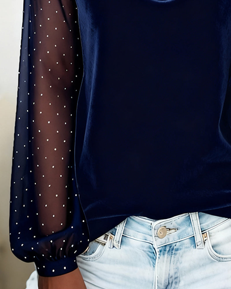 Image of Beverly | Dames Lange Mouw Transparante Mouw Blouse