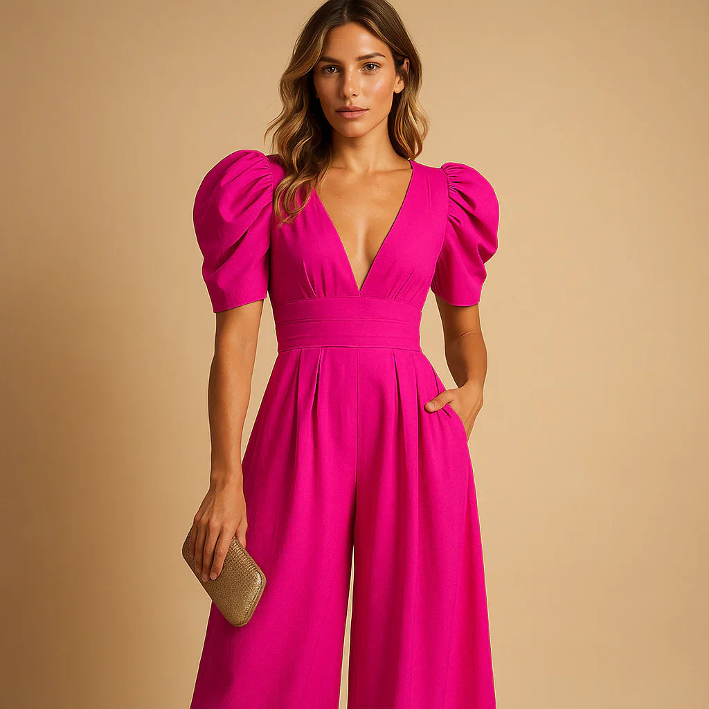 Image of Beverly | Dames Maxi Jumpsuit met Pofmouwen
