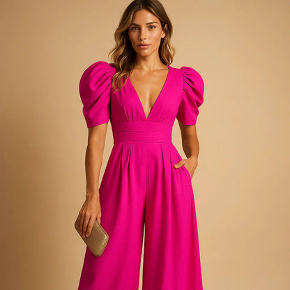 Image of Beverly | Dames Maxi Jumpsuit met Pofmouwen
