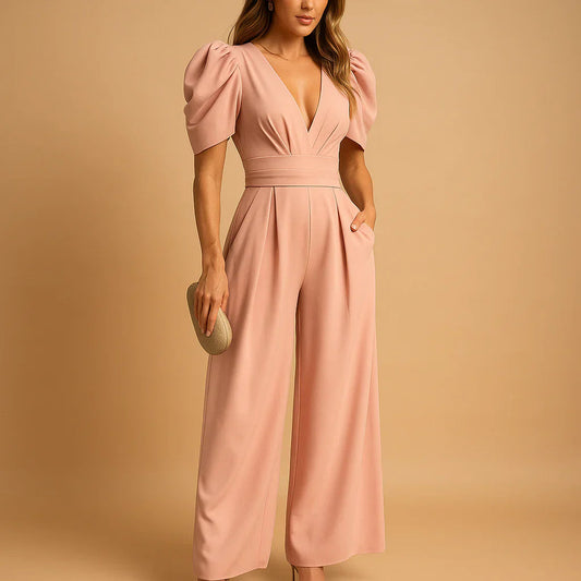Image of Beverly | Dames Maxi Jumpsuit met Pofmouwen