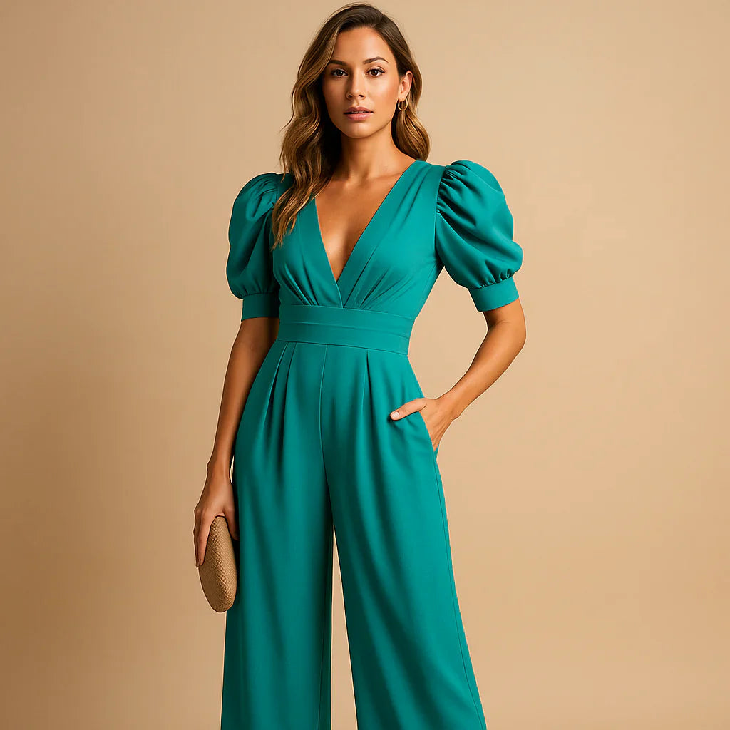 Image of Beverly | Dames Maxi Jumpsuit met Pofmouwen