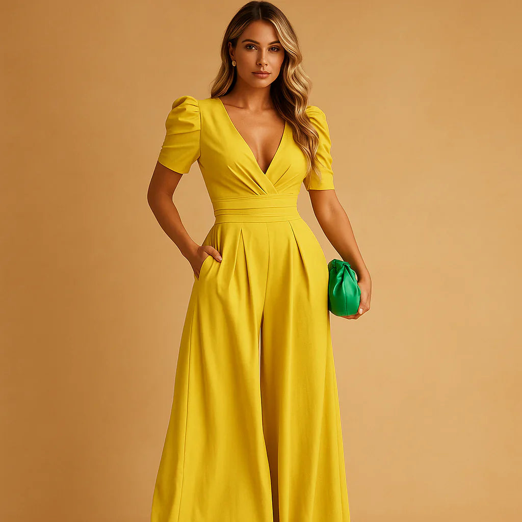 Image of Beverly | Dames Maxi Jumpsuit met Pofmouwen