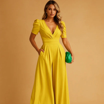 Image of Beverly | Dames Maxi Jumpsuit met Pofmouwen