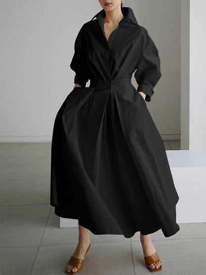 Image of Beverly | Dames Overhemdjurk Midi met Knopen