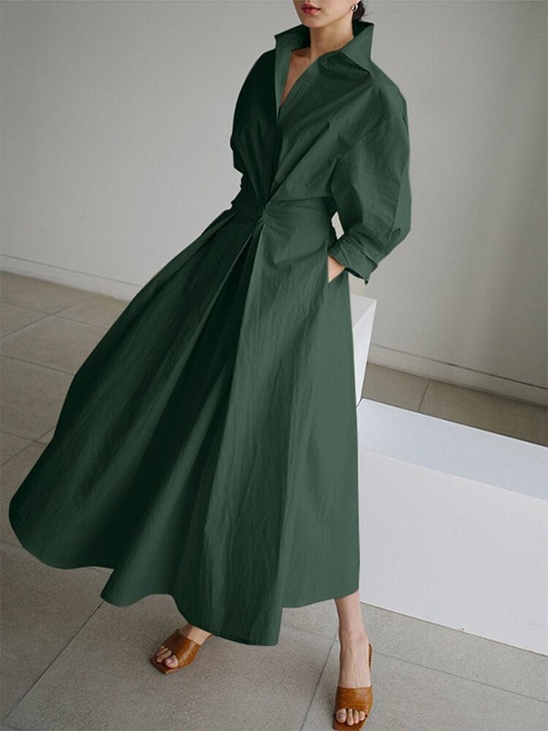 Image of Beverly | Dames Overhemdjurk Midi met Knopen