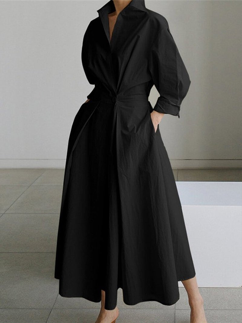 Image of Beverly | Dames Overhemdjurk Midi met Knopen