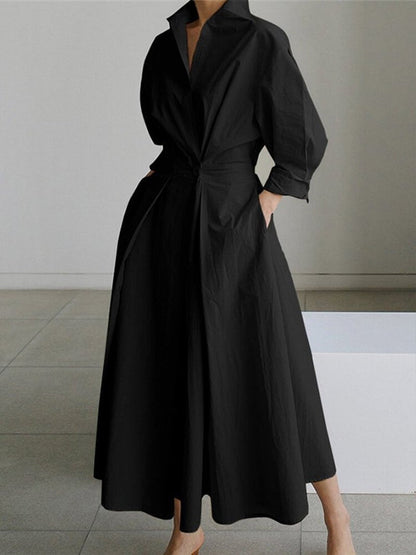 Image of Beverly | Dames Overhemdjurk Midi met Knopen
